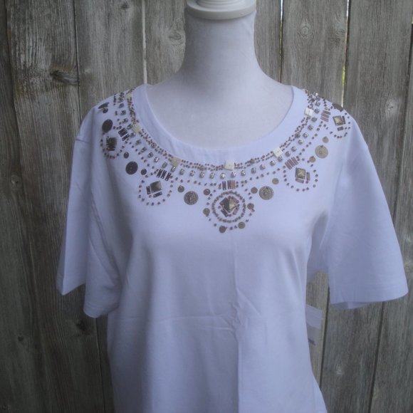 Top Shop Exclusively-Princess Cruises Bohemian Style Knit T-Shirt White XL NEW - Picture 2 of 3